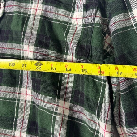 St Johns Bay Button Up Flannel Shirt Mens Green White Plaid Classic Size L - Picture 12 of 14
